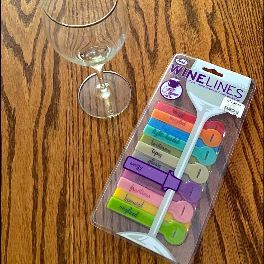 Fred Witty Multicolored Wineglass Identifiers, Drink Markers - NWT